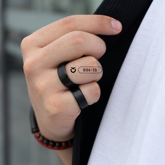 ANILLO RACE NEGRO I PLATEADO  | RIN-16 I RIN-17 (2)