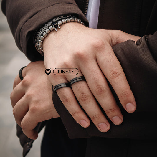 ANILLO VECTORIZADO NEGRO - PLATEADO | RIN-47 I RIN-48