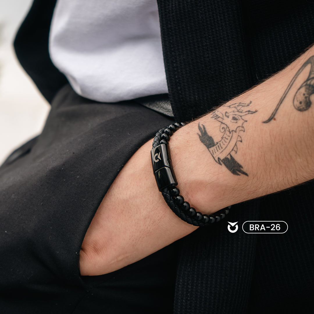BRAZALETE DE CUERO NEGRO I MARRÓN I ROJO | BRA-26 I BRA-27 I BRA-28