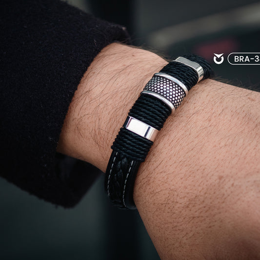 BRAZALETE DE CUERO TRENZADO ULTRA BLACK | BRA-34