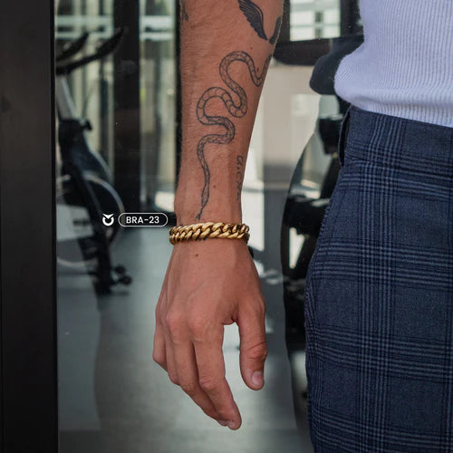 BRAZALETE ORO I PLATA CUBAN LINK CLOCK | BRA-23 I BRA-24 PARA HOMBRE