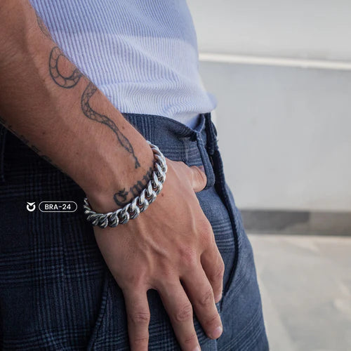 BRAZALETE ORO I PLATA CUBAN LINK CLOCK | BRA-23 I BRA-24 PARA HOMBRE