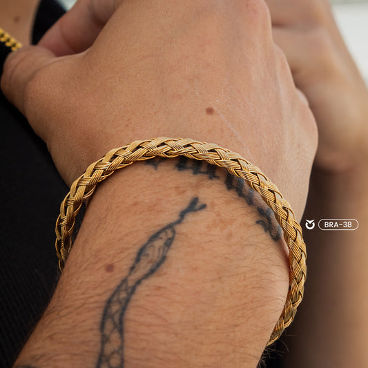 BRAZALETE TRENZADO CASUAL DORADO I PLATEADO I NEGRO | BRA-38 I BRA-41 I BRA-45 PARA HOMBRE