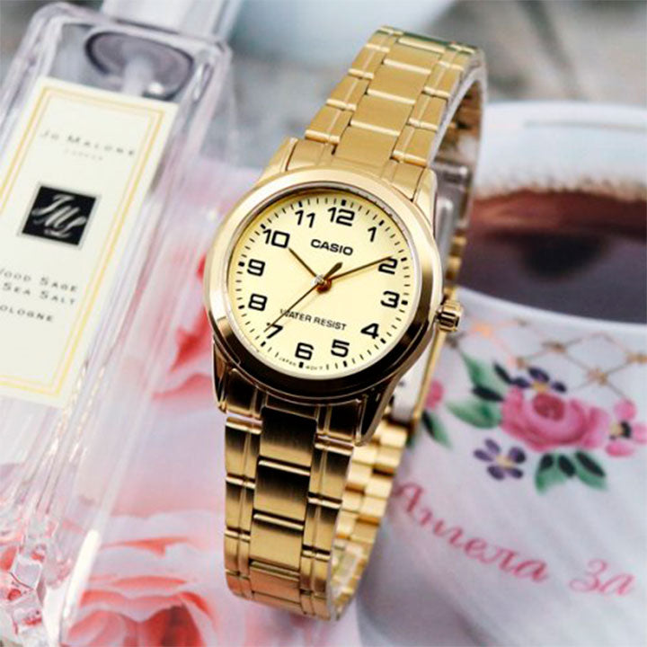 RELOJ CASIO ORIGINAL DE ACERO PARA PAREJA DE COLOR DORADO | CAS-21, CAS-201