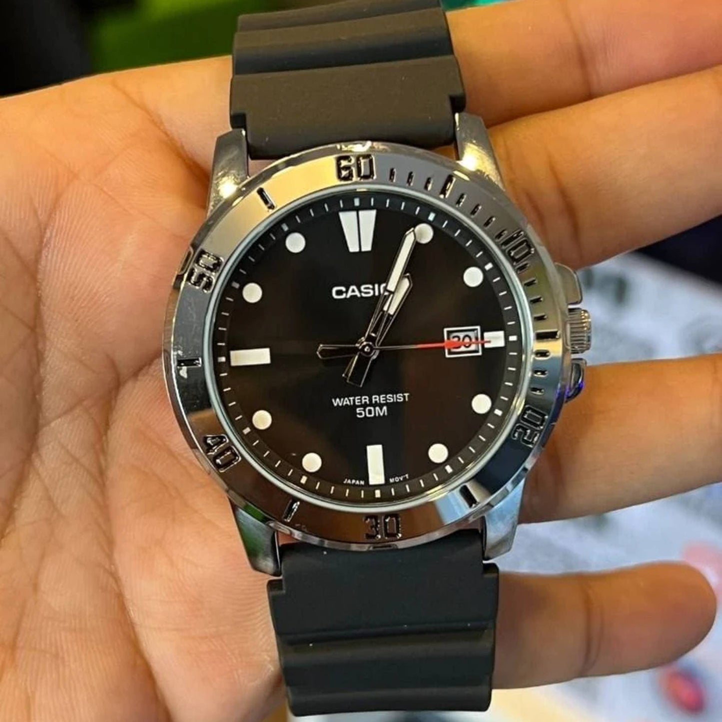 MTP-VD01 | RELOJ CASIO ORIGINAL DE RESINA NEGRO | CAS-261