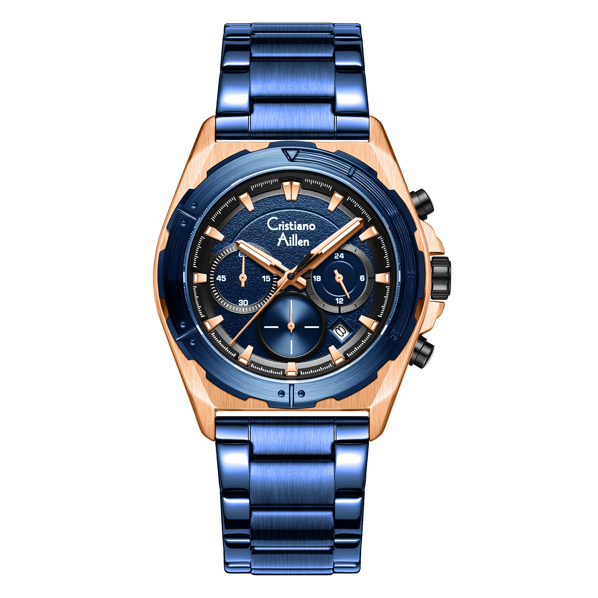RELOJ CRISTIANO AILLEN ORIGINAL - CASUAL PLATEADO AZUL NEGRO 8901 | CRI-5, CRI-6, CRI-7