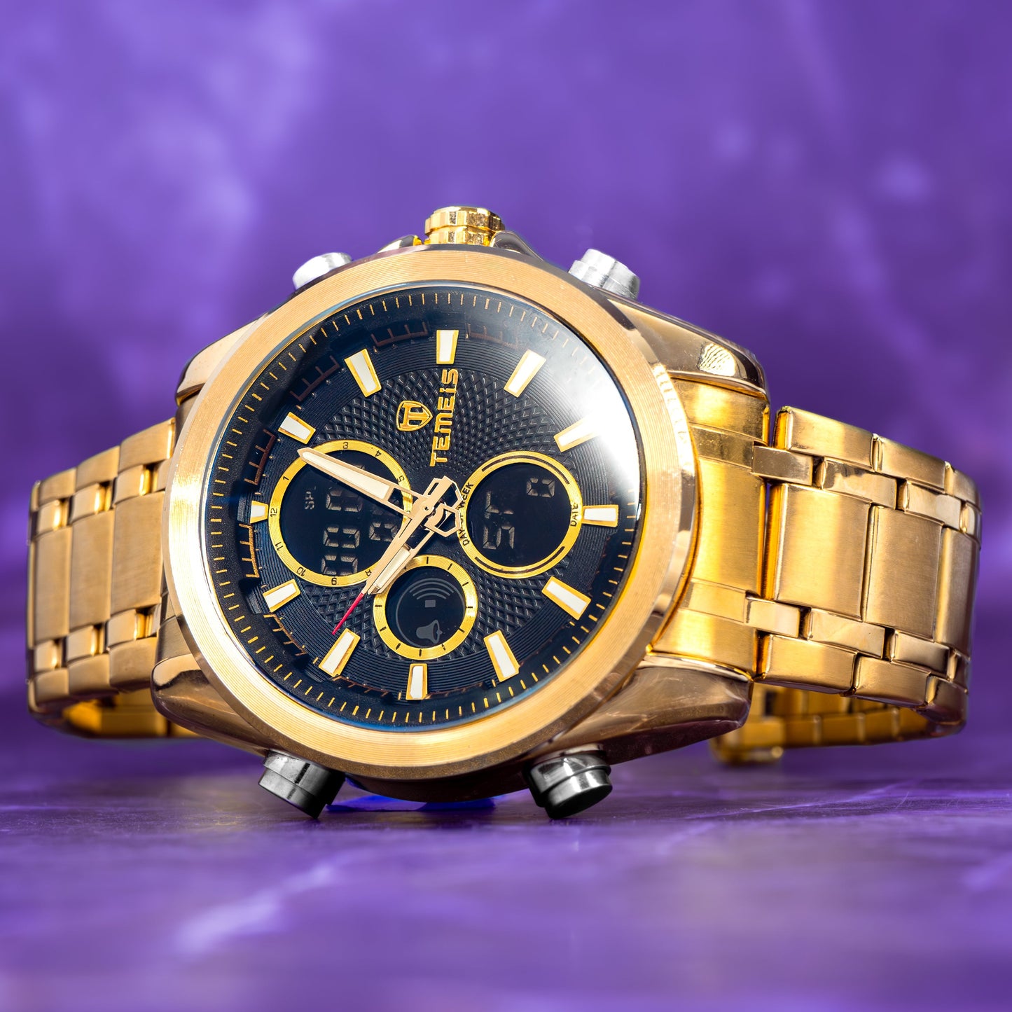 RELOJ TEMEIS ORIGINAL 3202 | 8117 PLATEADO NEGRO DORADO CASUAL | TEM-11, TEM-12, TEM-13, TEM-14, TEM-15, TEM-16