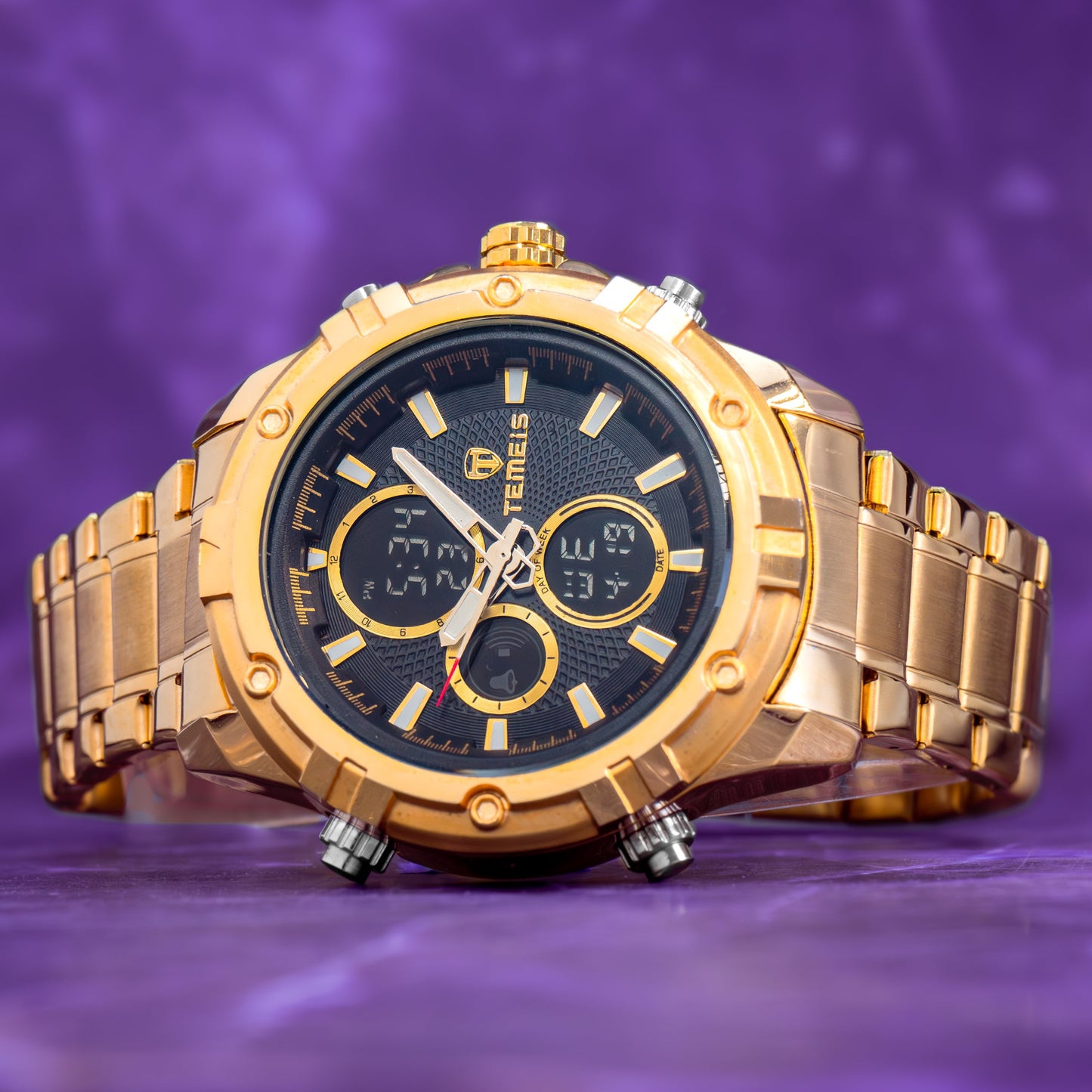 RELOJ TEMEIS ORIGINAL 3202 | 8117 PLATEADO NEGRO DORADO CASUAL | TEM-11, TEM-12, TEM-13, TEM-14, TEM-15, TEM-16
