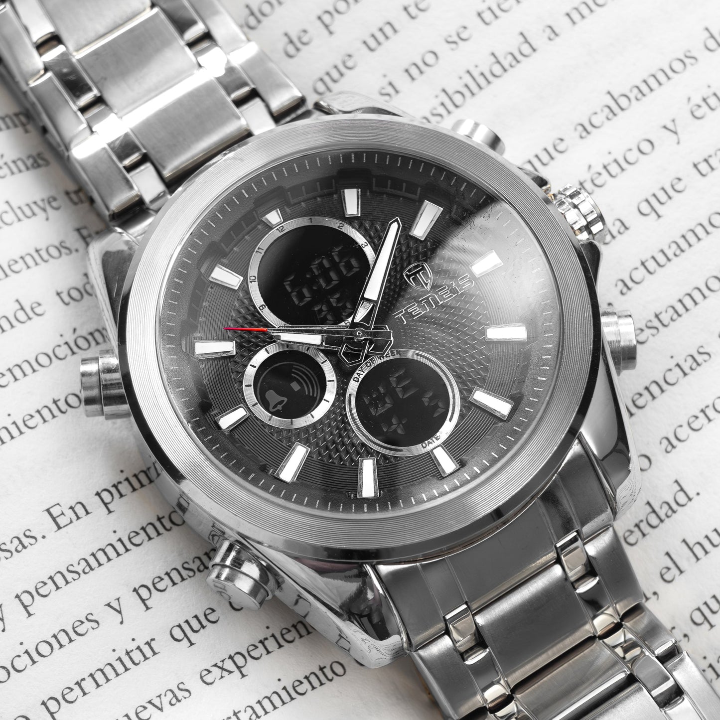 RELOJ TEMEIS ORIGINAL 3202 | 8117 PLATEADO NEGRO DORADO CASUAL | TEM-11, TEM-12, TEM-13, TEM-14, TEM-15, TEM-16