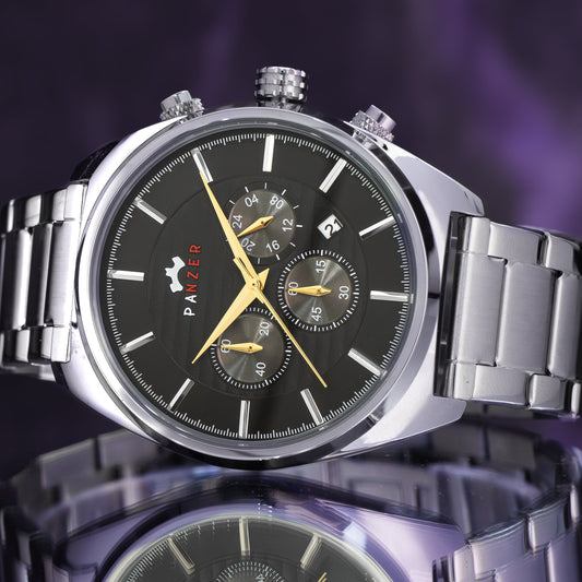 RELOJ PANZER ORIGINAL - ELEGANTE PLATEADO NEGRO Y DORADO | PAN-4, PAN-5, PAN-6