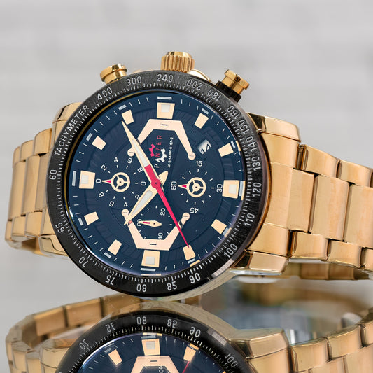 RELOJ PANZER ORIGINAL - ELEGANTE PLATEADO NEGRO Y DORADO | PAN-7, PAN-8, PAN-9