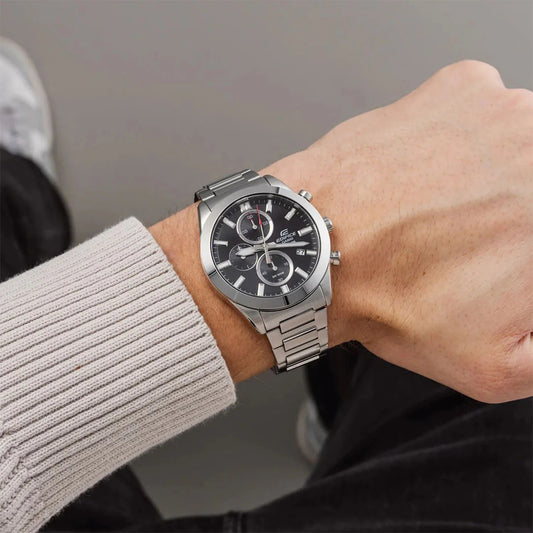 EFB-710D | RELOJ CASIO EDIFICE ORIGINAL ACERO NEGRO AZUL | EDI-OG-22, EDI-OG-23