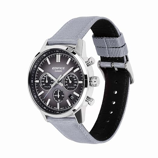 EFR-575 | RELOJ CASIO EDIFICE ORIGINAL ACERO CUERO GRIS NEGRO AZUL | EDI-OG-42, EDI-OG-43, EDI-OG-44