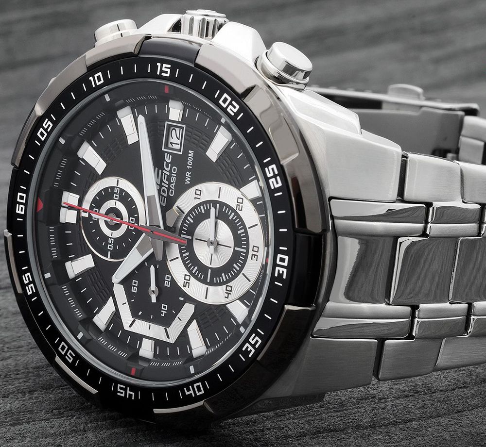 EFR-539 | RELOJ CASIO EDIFICE ORIGINAL ACERO CUERO AZUL NEGRO PLATEADO | EDI-OG-30, EDI-OG-31, EDI-OG-2