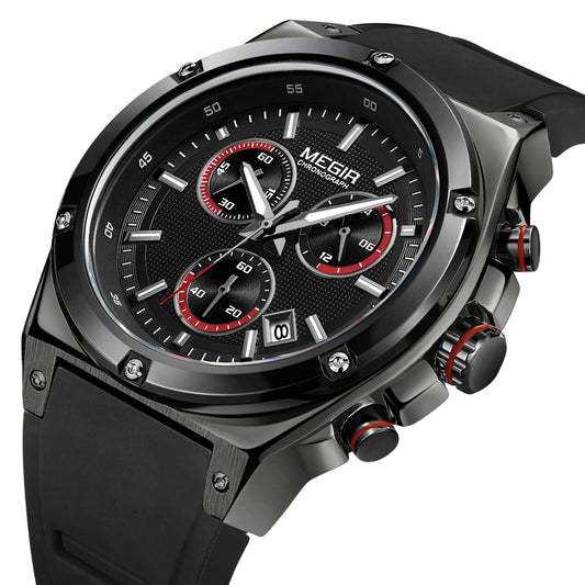 RELOJ MEGIR DE GOMA CASUAL NEGRO | MEG-18