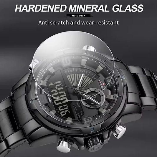 RELOJ NAVIFORCE NF9257 ORIGINAL DE ACERO DUALTIME NEGRO | NAV-234