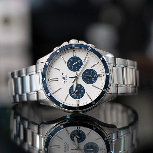 RELOJ CASIO ORIGINAL AZUL MTP-1374D | CAS-94 PARA HOMBRE