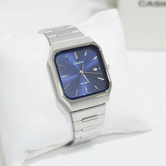 RELOJ CASIO ORIGINAL AZUL MTP-B185D CAS-90 PARA HOMBRE