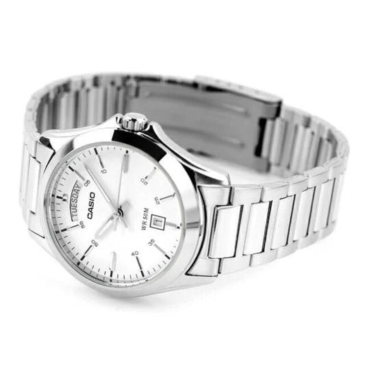 RELOJ_CASIO_ORIGINAL_MTP-1370D-7A3VDF_PLATEADO_CAS-129 para Hombre