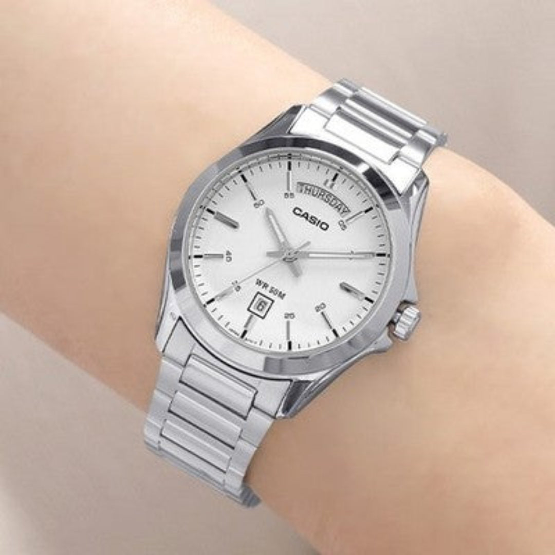 RELOJ_CASIO_ORIGINAL_MTP-1370D-7A3VDF_PLATEADO_CAS-129_ para Hombre