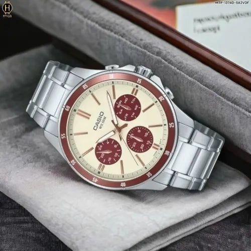 RELOJ CASIO ORIGINAL ROJO MTP-1374D | CAS-93 PARA HOMBRE