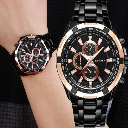 RELOJ CURREN ORIGINAL - ELEGANTE NEGRO - PLATEADO 8023 | CUR-23 | CUR-24 | CUR-111-8