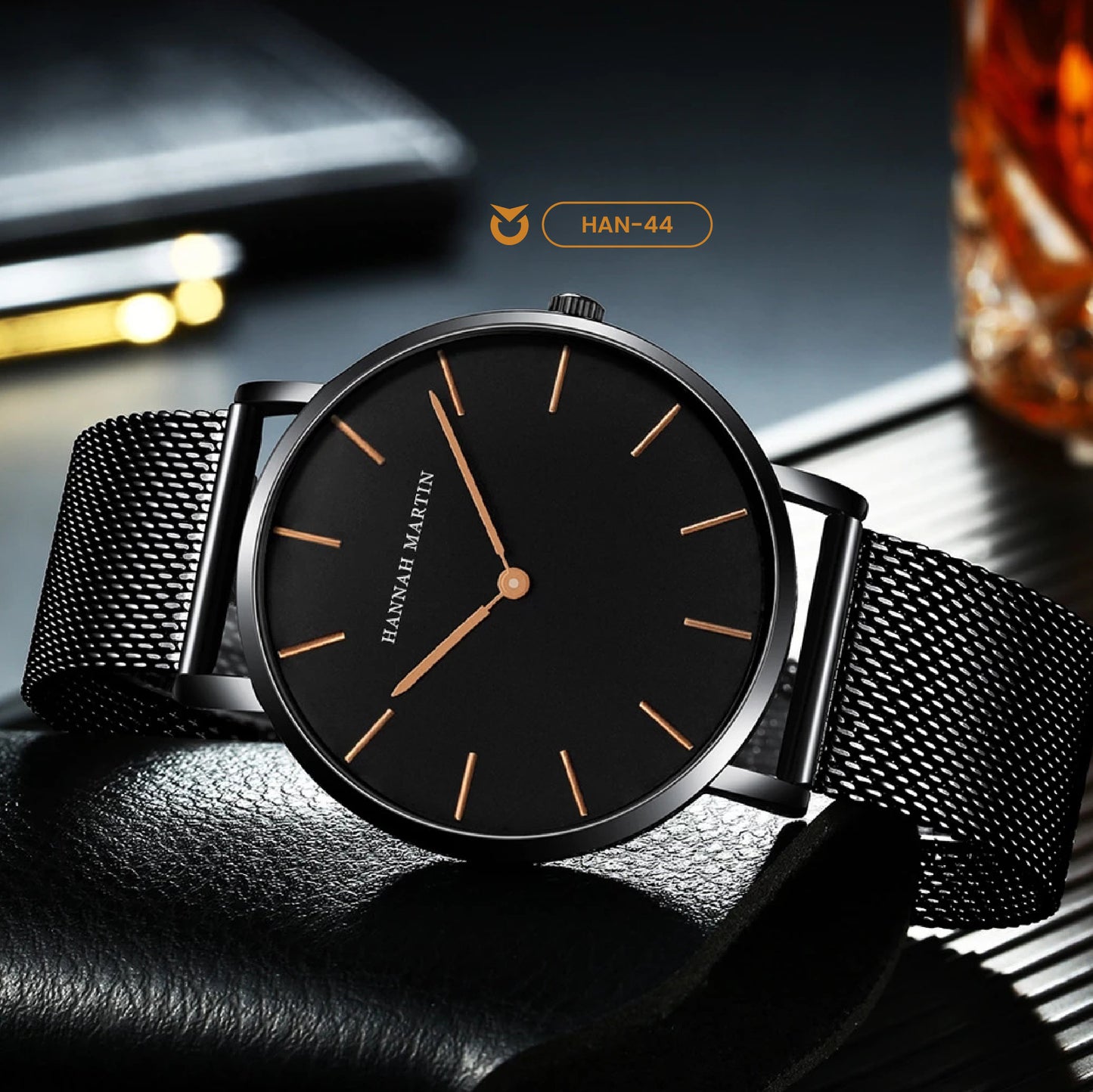 RELOJ HANNAH MARTIN ORIGINAL - ELEGANTE NEGRO Y PLATEADO PARA HOMBRE HM-CH02 | HAN-43 | HAN-44