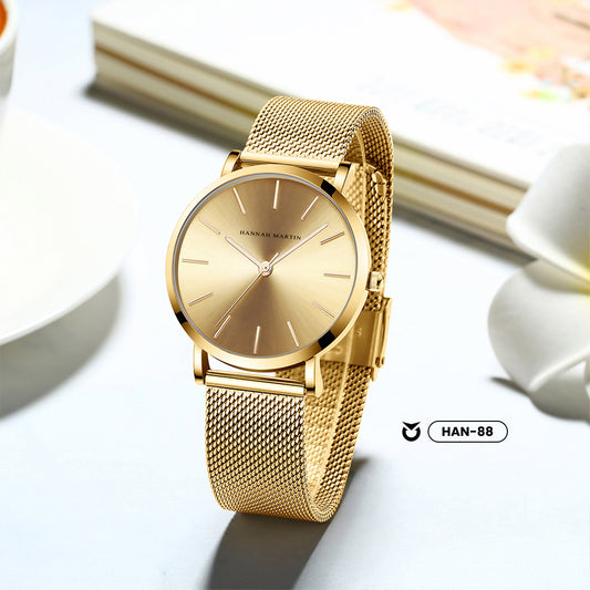 RELOJ HANNAH MARTIN ORIGINAL ELEGANTE DORADO | HAN-88 PARA MUJER