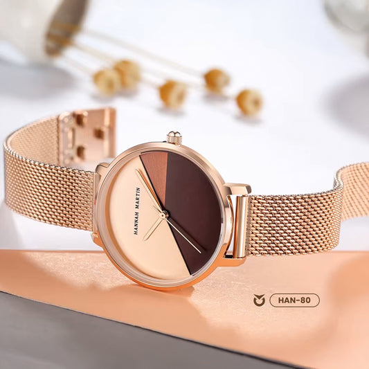 RELOJ HANNAH MARTIN ORIGINAL ELEGANTE DORADO Y PLATEADO HM-133 | HAN-79 | HAN-80 | HAN-81 PARA MUJER