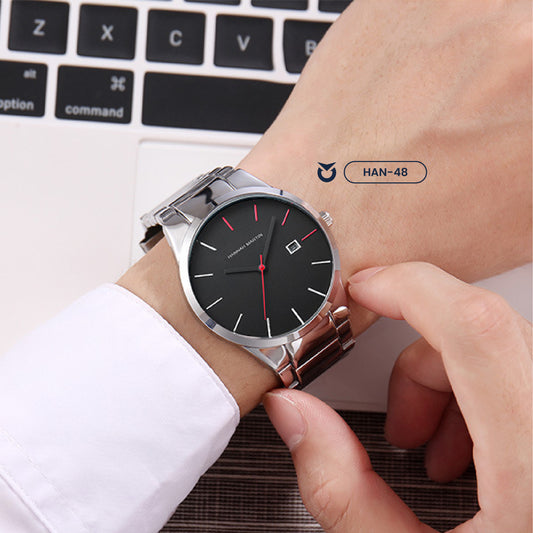 RELOJ HANNAH MARTIN ORIGINAL ELEGANTE PLATEADO Y NEGRO| HAN-26 | HAN-48 | HAN-50 | HAN-52 (5)