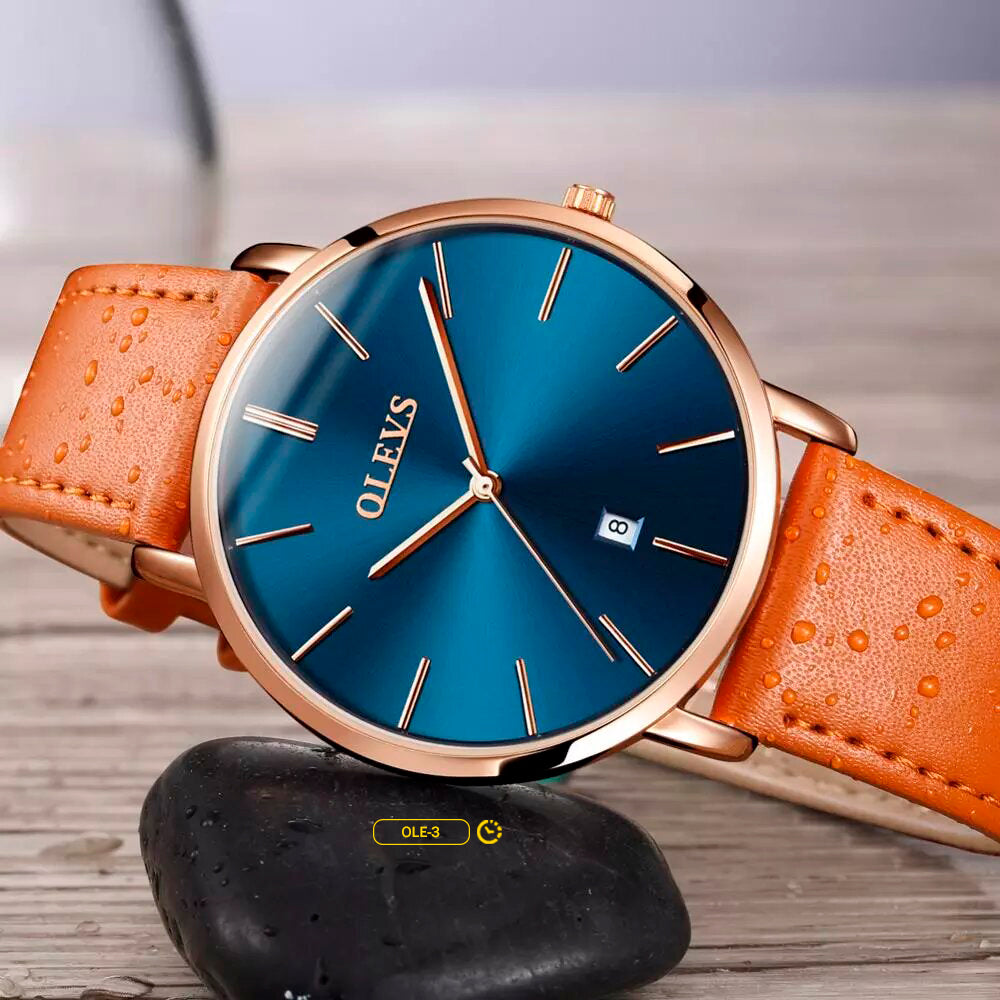RELOJ OLEVS ORIGINAL MARRÓN CARAMELO AZUL CLÁSICO ORIGINAL | OLE-3