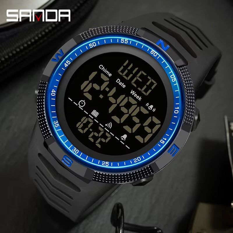RELOJ SANDA 6014 FUTURISTA NEGRO, VERDE Y AZUL | SAN-22, SAN-124, SAN-129