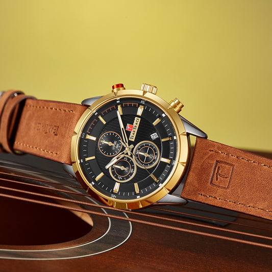 Reloj de Correa de Cuero
Movimiento de cuarzo 
Tear Trace 6039
Para hombre