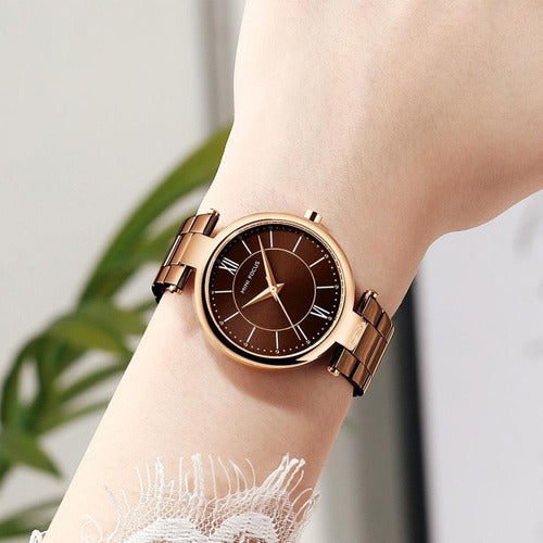 RELOJ MINIFOCUS MUJER - LUJO MARRÓN DORADO | SKU: MIN-18