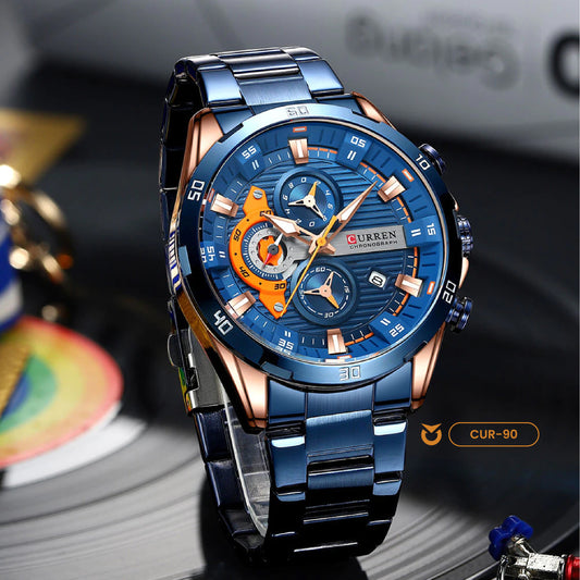 RELOJ CURREN ORIGINAL - CASUAL PLATEADO, NEGRO Y AZUL 8402 | CUR-88, CUR-89, CUR-90 PARA HOMBRE