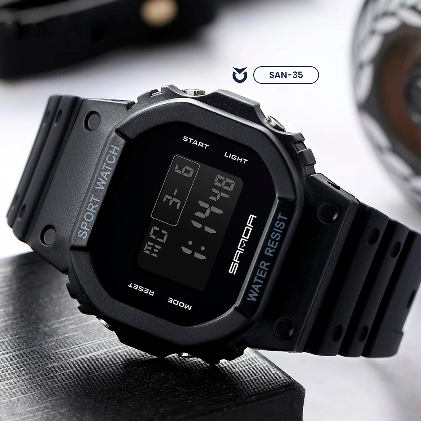 RELOJ SANDA NEGRO SIMPLE DEPORTIVO CASUAL | SAN-35