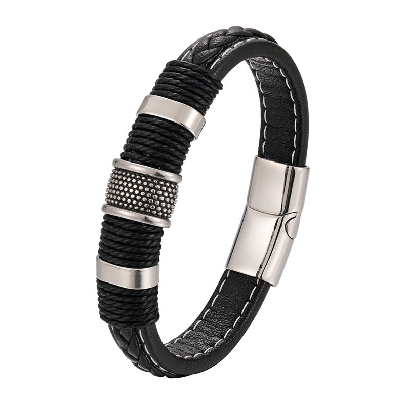 BRAZALETE DE CUERO TRENZADO ULTRA BLACK | BRA-34
