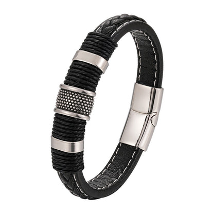 BRAZALETE DE CUERO TRENZADO ULTRA BLACK | BRA-34
