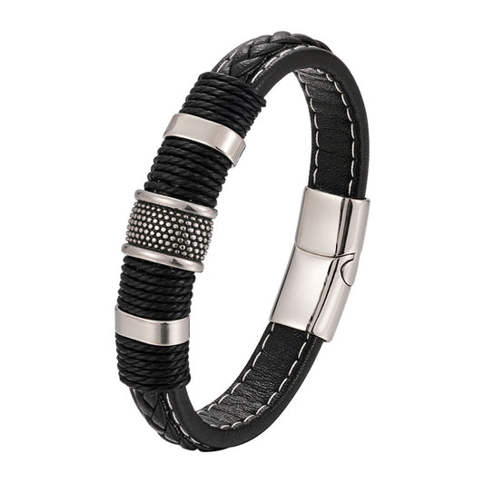 BRAZALETE DE CUERO TRENZADO ULTRA BLACK | BRA-34
