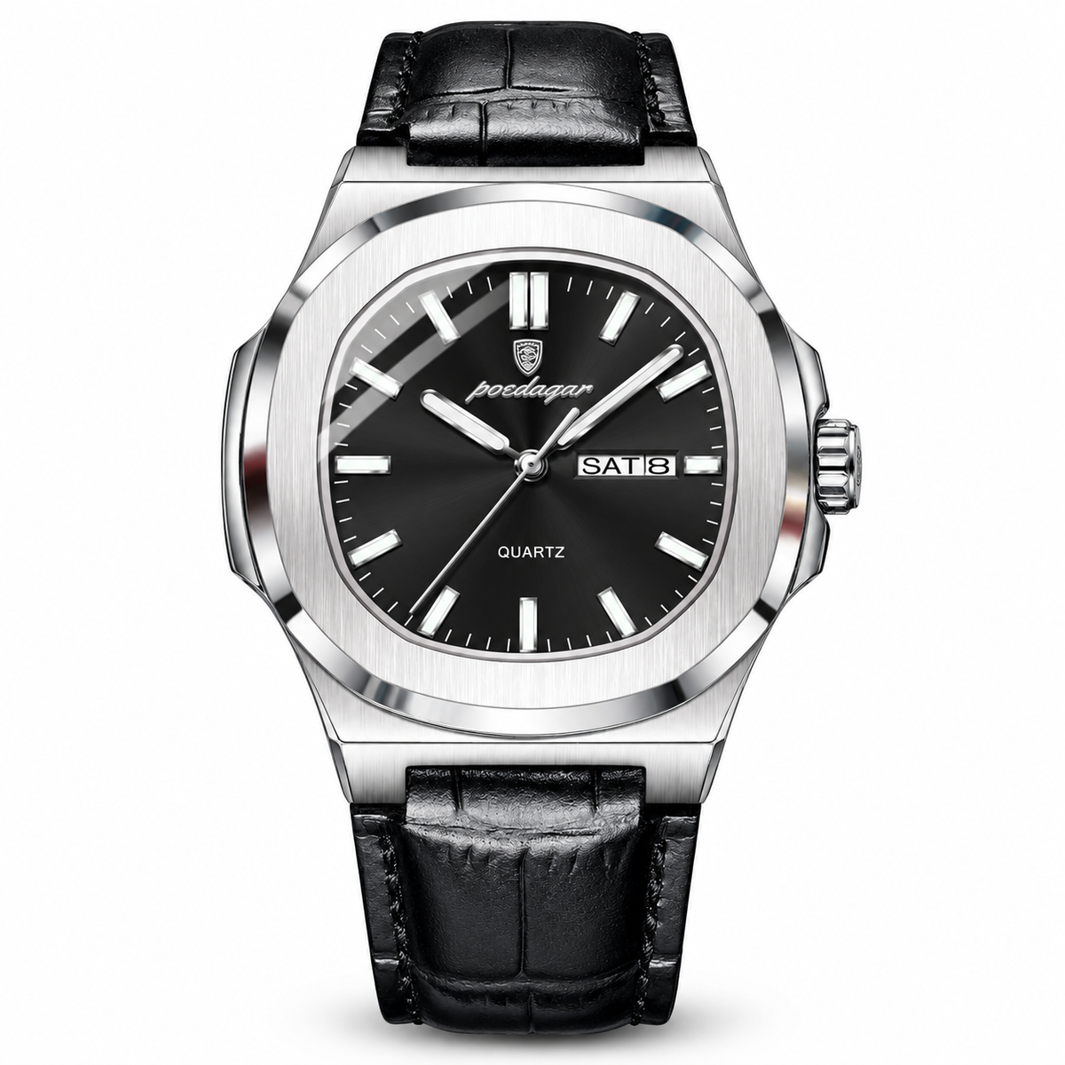 853 | RELOJ CASUAL POEDAGAR ORIGINAL PLATEADO/NEGRO