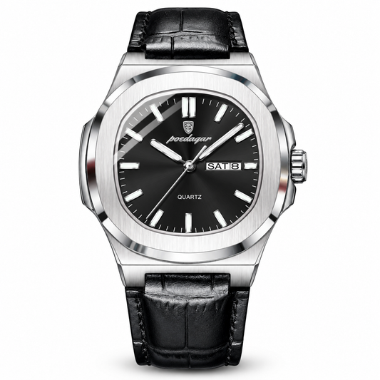 853 | RELOJ CASUAL POEDAGAR ORIGINAL PLATEADO/NEGRO
