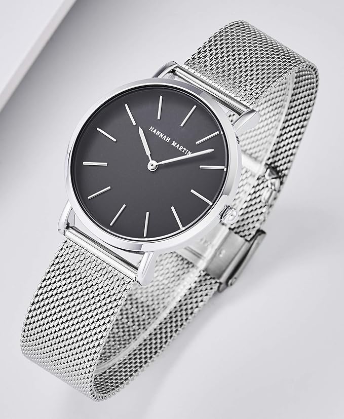 RELOJ HANNAH MARTIN ORIGINAL ELEGANTE NEGRO Y PLATEADO HM-CH02 | HAN-43 - HAN-44