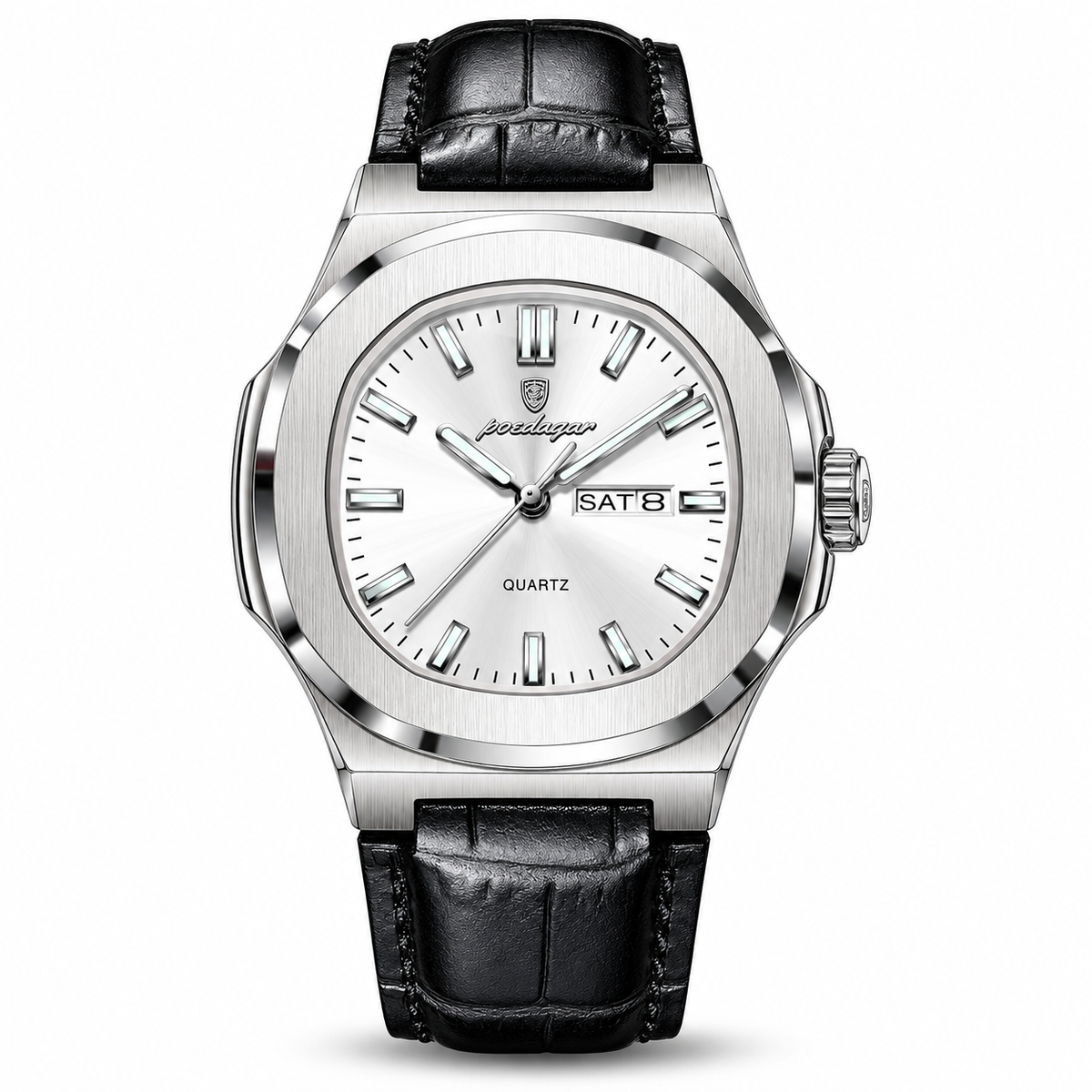 853 | RELOJ CASUAL POEDAGAR ORIGINAL PLATEADO/NEGRO