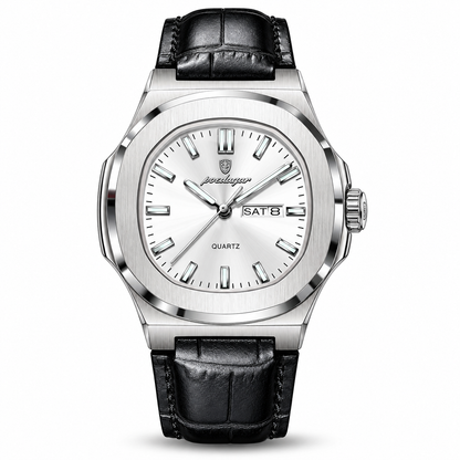 853 | RELOJ CASUAL POEDAGAR ORIGINAL PLATEADO/NEGRO