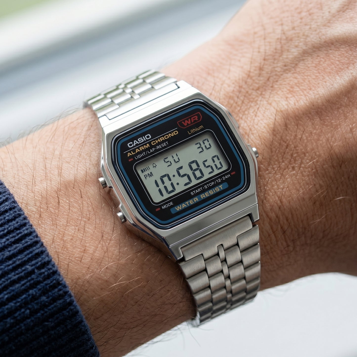 A159W | RELOJ VINTAGE CASIO ORIGINAL DE ACERO PLATEADO | CAS-143