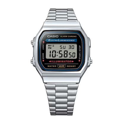 RELOJ CASIO A168WA-1WDF ORIGINAL UNISEX PLATEADO ELEGANTE | CAS-147