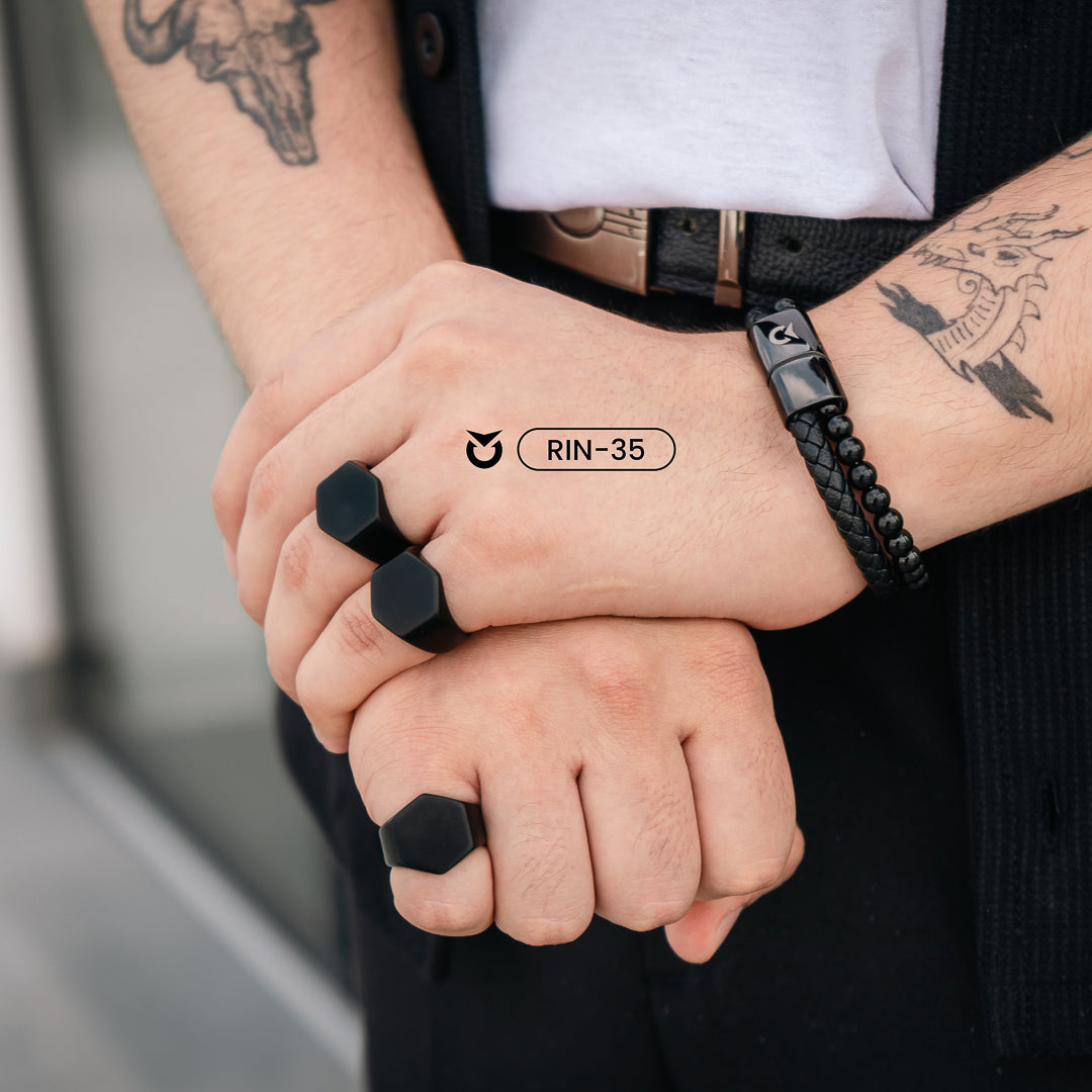 ANILLO HEX UNIK DORADO PLATEADO NEGRO | RIN-35 I RIN-36 I RIN-37
