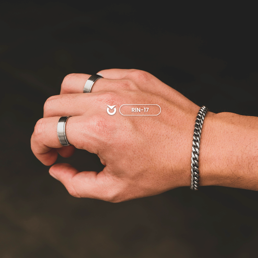 ANILLO RACE NEGRO I PLATEADO  | RIN-16 I RIN-17 (6)