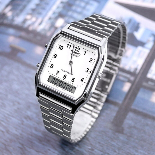 AQ-230 | RELOJ CASIO ORIGINAL DE ACERO PLATEADO | CAS-108