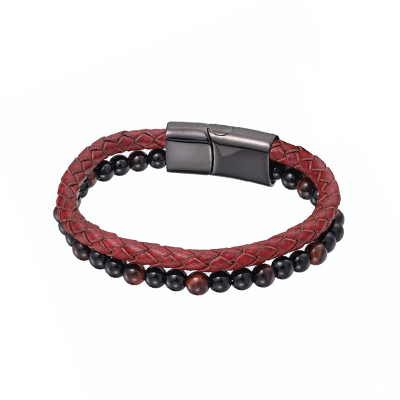 BRAZALETE DE CUERO NEGRO I MARRÓN I ROJO | BRA-26 I BRA-27 I BRA-28